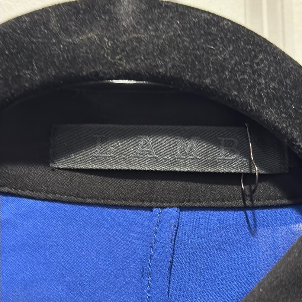 L.A.M.B. Blue V-Neck Long Sleeve Blouse with Bib Collar - Picture 2 of 4